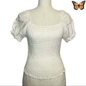 Urban Romantics Cropped Short Sleeve Peasant Top Size Extra Small